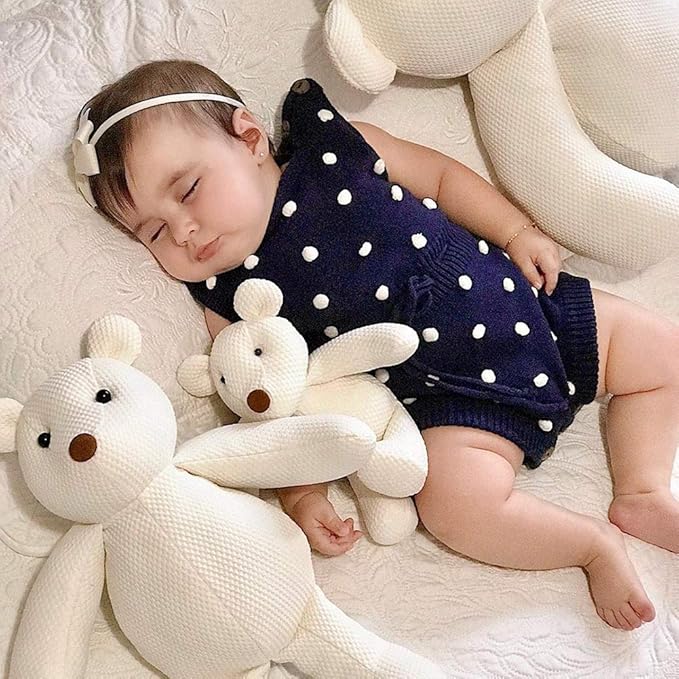 Simplee kids Baby Girl Knit Romper Fall Sleeveless Pompoms Rompers Newborn Little Girl Overall Jumpsuit Outfits