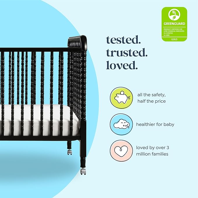 DaVinci Jenny Lind 3-in-1 Convertible Crib in Ebony, Removable Wheels, Greenguard Gold Certified