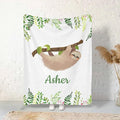 Cute Sloth Personalized Receiving Sherpa Fleece Baby Blankets for Girls Boys Kids, Swaddle Blankets Gift for Newborn Crib Infants 30x40 Inches