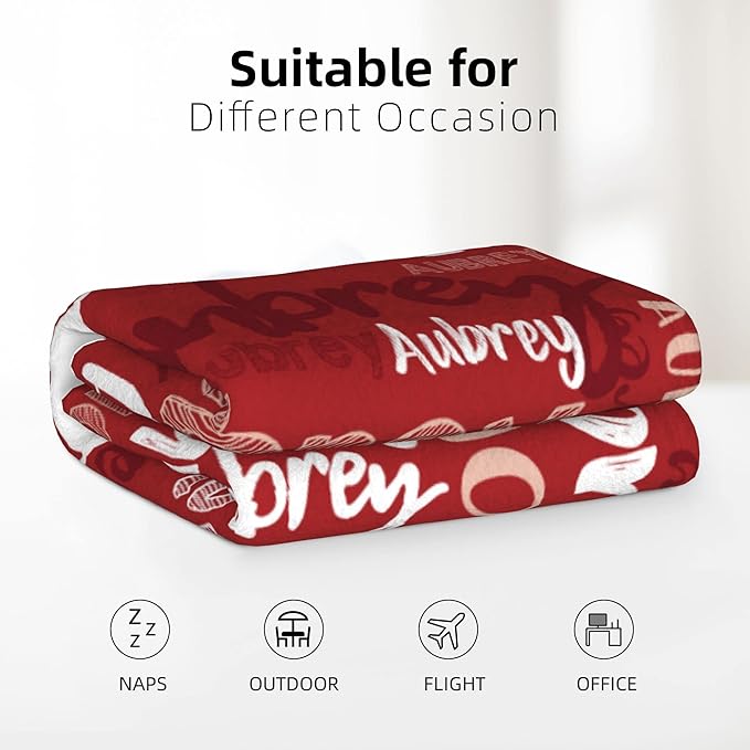 Dr.TOUGH Personalized Blankets with Name Customized Baby Blankets for Girls Boys Adults Monogrammed Blankets and Throws Christmas Birthday Mothers Fathers Valentines Day Gift (Red,50''×60'')