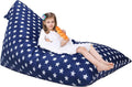 Jorbest Stuffed Animal Storage Bean Bag Chair for Kids and Adults, Stuffed Animal Bean Bag Storage, Luxury Velvet Cover Only (Navy with White Stars 200 L/52 Gal)
