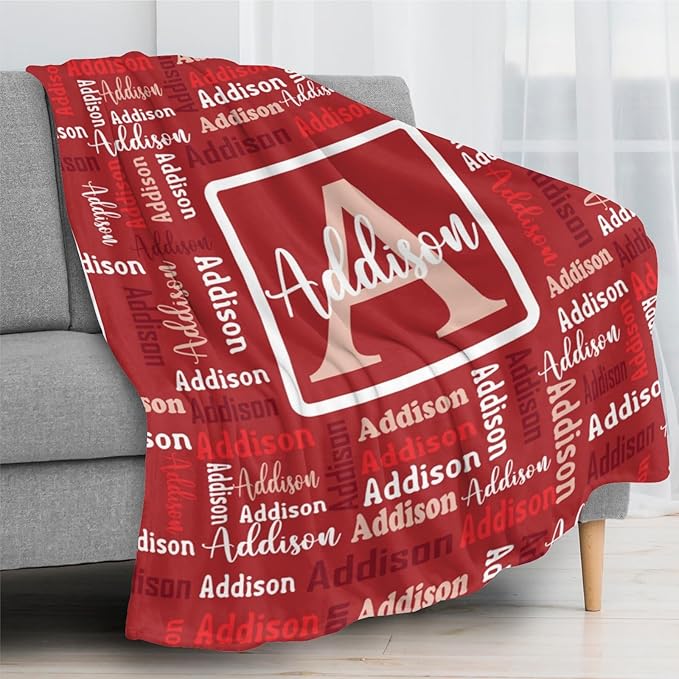 Dr.TOUGH Name Blanket Personalized Blanket for Adult Kids Flannel Customized Personalized Blankets and Throws