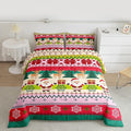 Feelyou Merry Christmas Comforter Set Toddler Size Santa Claus Bedding Set for Kids Boys Girls Cute Deer Duvet Quilt Snowflake Bedroom Decor Microfiber 2 Pcs with 1 Pillow Cases