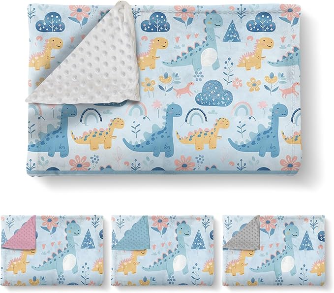 Personalized Baby Blankets for Boys Girls, Custom Baby Blanket with Name, Receiving Swaddle Blanket Suitable for Infants & Toddler, Nursery Newborn Baby Crib, Dino(47" x60)