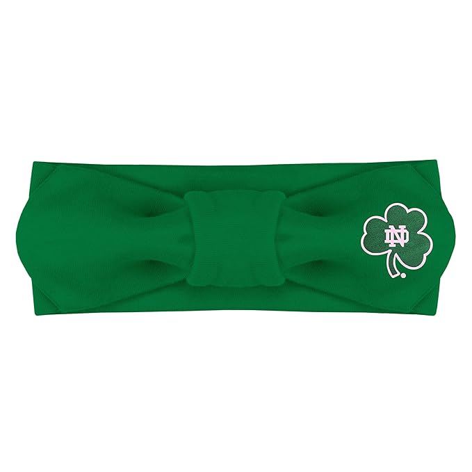 Creative Knitwear Notre Dame Fighting Irish Infant Girls Kelly Solid Hair Knot Headband Embroidered Logo - Size Newborn - 4T