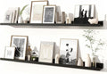 Fun Memories Picture Ledge Shelves Set of 2, 48 Inch Rustic Wall Mounted Floating Shelves with Lip for Home Storage and Décor in Bathroom, Kitchen, Nursery, Bedroom, Living Room, Black