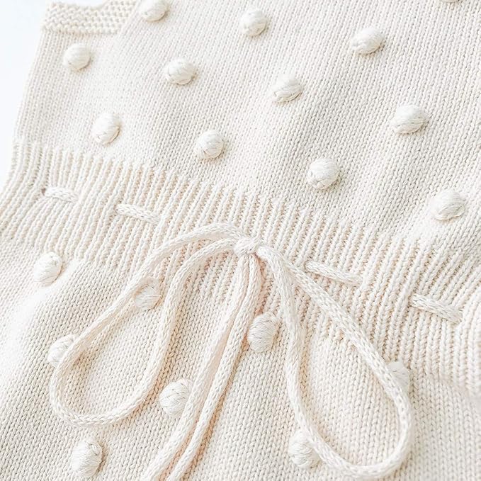 Simplee kids Baby Girl Knit Romper Fall Sleeveless Pompoms Rompers Newborn Little Girl Overall Jumpsuit Outfits