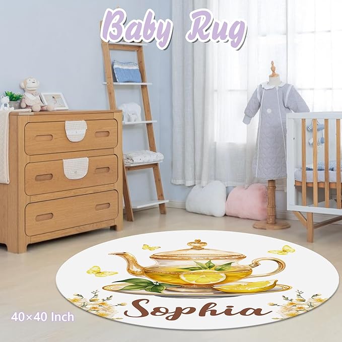 Personalized Baby Crib Bedding Set, 5 Pcs Custom Name Nursery Bedding Set for Girls Boys, Lemon Bird Baby Crib Set for Toddlers Infants, Double Layer Bedding Crib Sets Customized Gifts