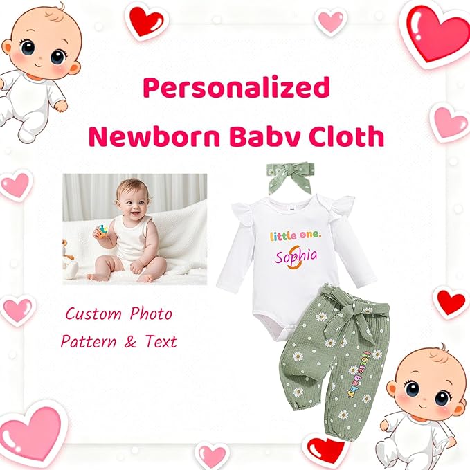 Custom Newborn Baby Girl Winter Clothes, Personalized Infant Baby Girl Bodysuit Coming Home Outfit Baby Shower Gifts