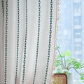 Deeprove Emerald Green Boho Curtains 84 inches Long for Bedroom, Vintage Bohemian Embroidery Farmhouse Cotton Striped Linen Country Tassel Window Treatments Christmas Decor, W52 x L84, 1 Panel