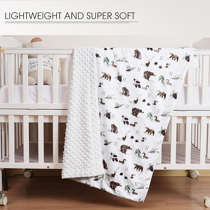 david's kids Micro Fleece Minky Baby Blanket for Boys Girls with Double Layer and Soothing Raised Dots, Breathable and Soft Lightweight Receiving Blanket for Newborns, 30x40 Inches, Animals