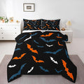 Erosebridal Bat Bedding Set for Kids Adults Boys Girls Happy Halloween Comforter Set Queen Size Gothic Spooky Quilt Orange Bats Duvet Insert with 2 Pillow Cases