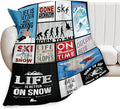 Tijuboni Ski Throw Blanket Skiing Gifts for Girls Boys Women Men Kids Adults Soft Flannel Fleece Blanket for Couch Sofa Bed Home Decor 60"x80"