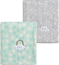 CREVENT 2Pcs 30''X40'' Cute Cozy Fluffy Warm Baby Blankets for Infants Toddlers' Bedding Crib Cot Stroller - Grey Cloud + Rainbow