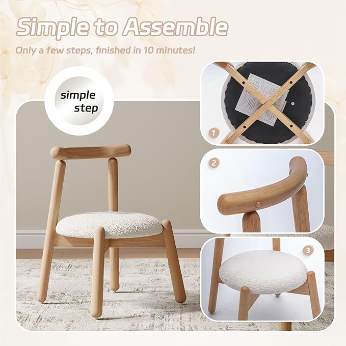 Kid Chair, Shepra Toddler Chairs Comfy Reading Chair for Kids Bedroom, Activity Table Chairs with Solid Wood Legs, Little Kids Furniture Wooden Stool for Children Playroom/Nursery/Gifts, White