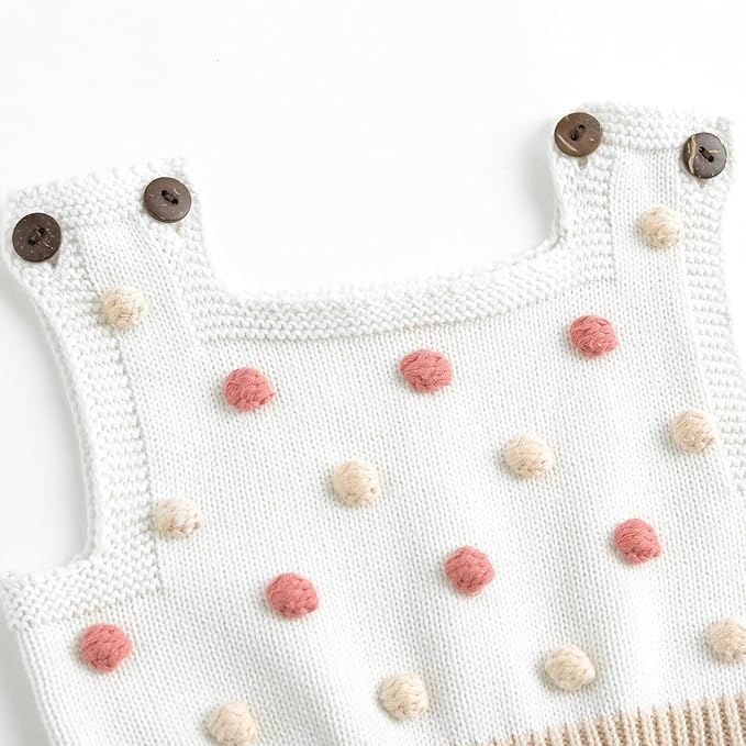 Simplee kids Baby Girl Knit Romper Fall Sleeveless Pompoms Rompers Newborn Little Girl Overall Jumpsuit Outfits