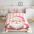 Feelyou Merry Christmas Decorations Queen Size Comforter Set Santa Claus Bedding Set Pink Quilt Set Soft Warm Lightweight Duvet Set