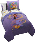Jay Franco Disney Wish Twin Comforter Set - 5 Piece Bed Set Includes Sheet Set & Pillow Covers - Super Soft Kids Bedding Features Asha, Valentino & Star