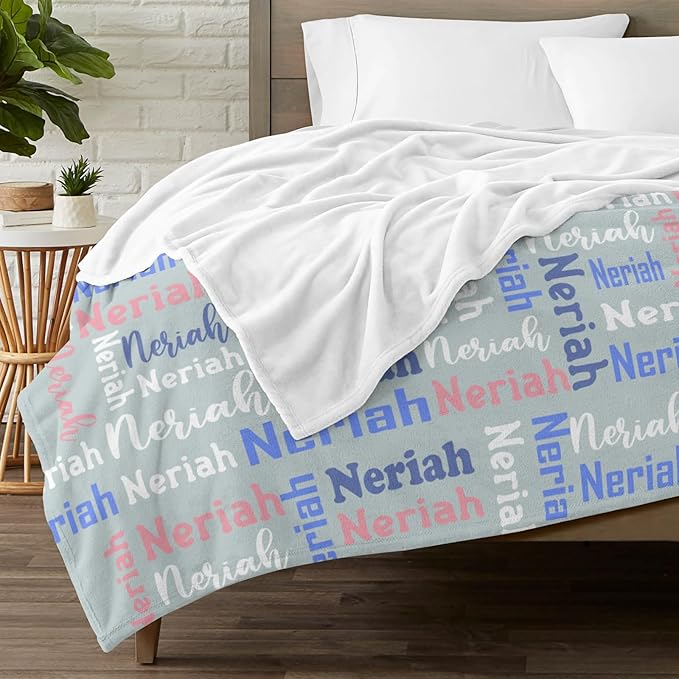 Dr.TOUGH Name Blanket Personalized Blanket for Adult Kids Flannel Customized Personalized Blankets and Throws
