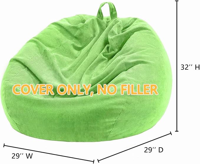 Nobildonna Bean Bag Chair Cover (No Filler) for Kids and Adults,Beanbag Stuffed Animal Storage Without Filling Plush Toys Holder and Organizer Soft Premium Corduroy 200L