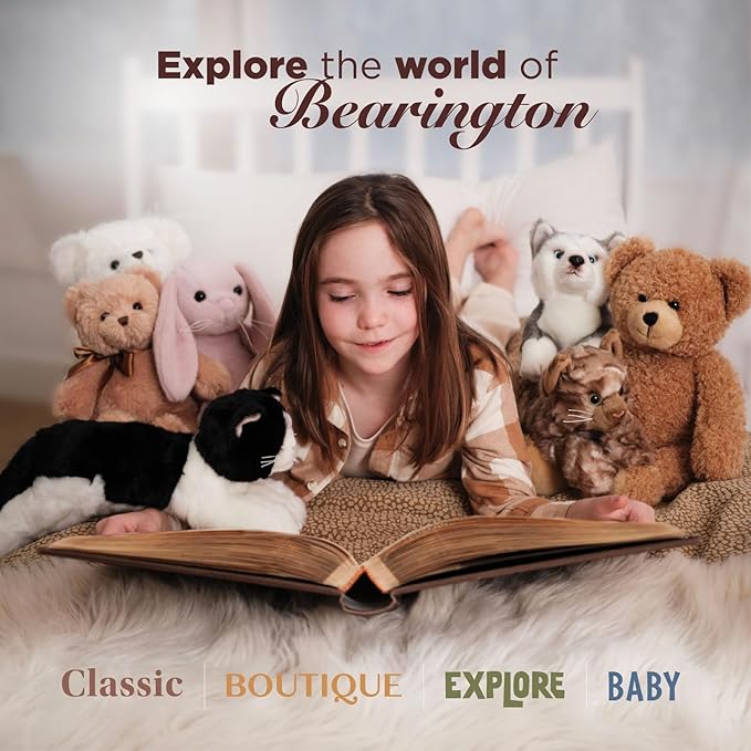 Bearington Baby Lamby Snuggler - 15" White Lamb Plush Lovey for Babies - Soft Stuffed Animal Security Blanket with Satin Bow and Embroidered Eyes - Sweet Baptism Gift Blanket for Boys and Girls