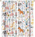 Farm Animal Curtains for Kids, Cartoon Cute Wild Animal Window Treatments Woodland Farmhouse Cow Horse Pig Window Drapes for Girls Boys Nursery Toddler Bedroom 63x72in