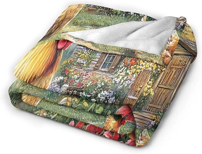 Tijuboni Rooster Chicken Throw Blanket Rooster Gifts for Girls Boys Women Men Kids Adults Soft Flannel Fleece Blanket for Couch Sofa Bed Home Decor 40"x50"