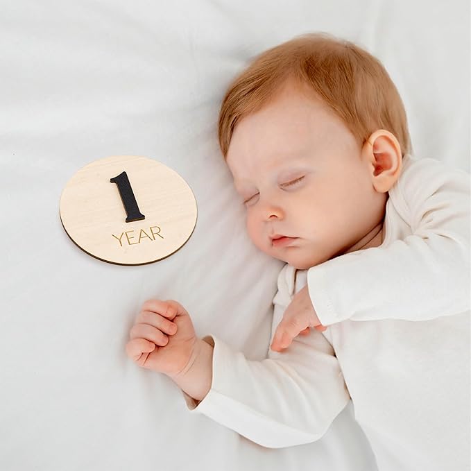 Baby Monthly Milestone, Wooden Baby Milestone Signs, Monthly Milestone Wood Discs, Baby Milestone Discs (3D Black)