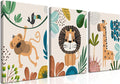 AKWISH Safari Jungle Nursery Wall Decor Set of 3 - Framed Animal Canvas Wall Art for Baby Room, Toddler Boy or Girl Bedroom, Cute Safari Themed Baby Nursery Decor 16x24in