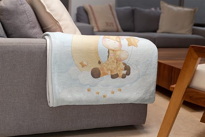 Personalized Baby Blankets with Name | Custom Giraffe Blanket for Baby Boys and Baby Girls | Unisex Warm Soft Fleece Swaddle Blanket Minky | (Giraffe, Fleece 30"x40")