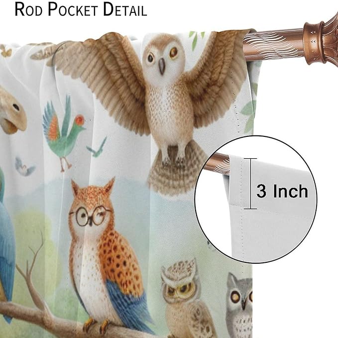 Kids Animals Curtain Cartoon Western Wildlife Flamingo Elephant Giraffe Window Treatment for Baby Children Bedroom Living Room 55" W X 63" L