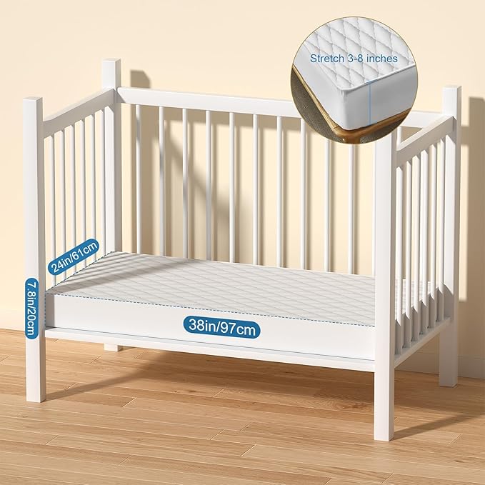 2Pack Waterproof Crib Sheets for Boy, Girl - Cotton 24X38 Fitted Crib Sheets Crib Mattress Protector Sheets,Soft Toddler Bed Sheets,Washable Infant Fitted Baby Bed Sheets (White, 24 * 38inch)