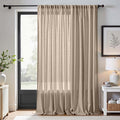 jinchan Taupe Linen Blend Curtain 120 inch Extra Long 1 Panel Extra Long for Sliding Door, Light Filtering 100 inch Extra Wide Patio Door Drape with Rod Pocket Back Tab(100W x 120L, Taupe)