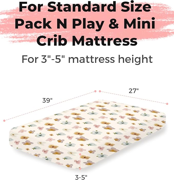 Pack and Play Sheets 2 Pack, Fitted Jersey Knit Mini Crib Sheets for Baby Boys and Girls, Compatible with Graco Pack N Play and Mini Crib Mattress (Elephant Dream, Pack N Play/Mini Crib Sheets)
