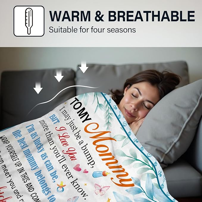New Mom Gifts for Women, New Mom Blanket, Mother to be Gifts for 1st Time, First Pregnancy Gifts for Christmas Thanksgiving for Mother, Flannel Throw Blanket for Sofa Couch Bed 50"x60"