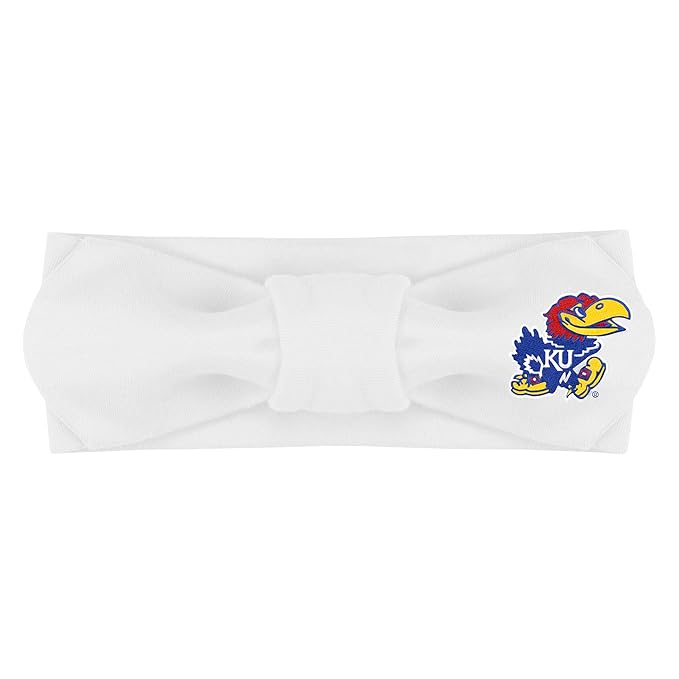 Creative Knitwear Kansas Jayhawks Infant Girls White Solid Hair Knot Headband Embroidered Logo - Size Newborn - 4T