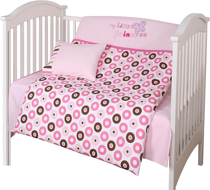 Baby Crib Bedding Set Bed Linen 2pcs Toddler Crib Duvet Cover Set,100% Cotton Poplin, 40x48 Duvet & 12x18 Pillowcase, Soft Embroidery Infant Quilt Cover Baby Bedding