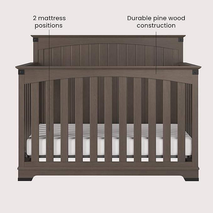 Child Craft Redmond Full Panel Crib, Dresser and Chest Nursery Set, 3-Piece, Includes 4-in-1 Convertible Crib, Dresser and Chest, Grows with Your Baby (Dapper Gray)