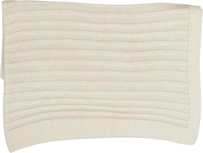 Baby Knit Blanket, 100% Cotton Ribble Patterns, Soft, Cozy, Lightweight Swaddle for Newborn & Infant Swaddling Beige Neutral, Perfect Baby Shower Ideas Cream 28x36