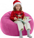 Nobildonna 3 ft Bean Bag Chair Cover (No Filler) 35"×43" Large Stuffed Animal Storage Bean Bag Washable Big Beanbag Chair Cover Premium Corduroy Bean Bag Cover for Adults,Kids,Rose Red 300L