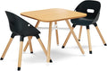 Lalo The Play Kit - Kids Table & Chairs Set with Sustainably Sourced Wood Table & 2 Non-Toxic Bucket Seat Chairs - Safe & Comfortable - Natural/Licorice