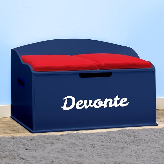 DIBSIES Personalized Creative Wonders Toy Box, Signature Series for Boys, 30 x 19.25 x 18 inches, Soft-Close Lid (Blue)