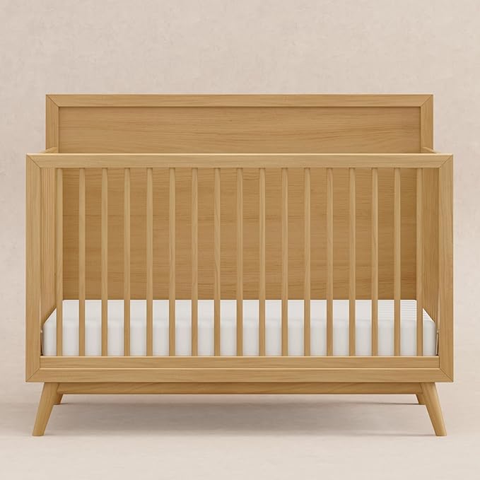 babyletto Palma 4-in-1 Convertible Crib with Toddler Bed Conversion Kit in Honey, Greenguard Gold Certified