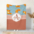 Fox and Dots Personalized Receiving Sherpa Fleece Baby Blankets for Girls Boys Kids, Swaddle Blankets Gift for Newborn Crib Infants 30x40 Inches