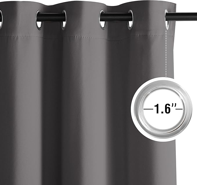 NICETOWN Grey Light Blocking Curtains 54 Inches Long 2 Panels for Living Room, Bedroom, Office Thermal Insulated Blackout Drapes Solid Grommet Noise Reducing Window Curtains, W40