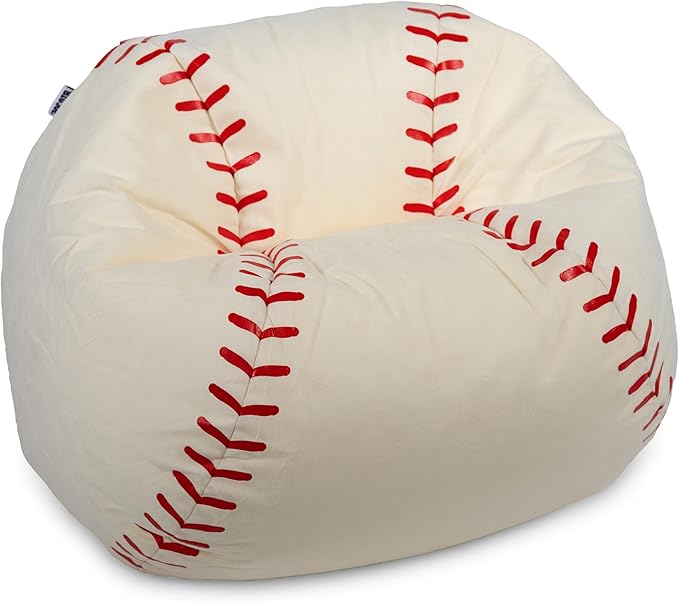 Big Joe Sports Ball Bean Bag Chair, Baseball Plush, Soft Polyester, 2.5 feet