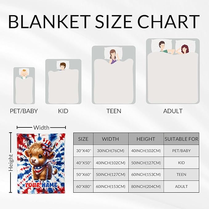 Custom Highland Cow Blanket for Women - 50" x 60" Inches Aesthetic Cow Theme Throw Blanket - Soft Cozy Plush Throw for Sofa, Bed & Travel