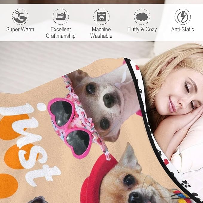 Chihuahua Blanket Funny Chihuahua Dog Gifts for Girls Boys Woman Kids Dog Lover Throw Blankets Soft Blanket Warm Fleece Flannel Plush Blankets for Bed Sofa Couch 60"x80"