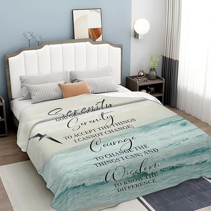 Tijuboni Serenity Prayer Bible Throw Blanket Christian Gifts for Women Men Girls Boys Kids Adults Soft Flannel Fleece Blanket for Couch Sofa Bed Home Decor 60"x80"