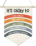 It's Okay To Wall Hanging Banner,Mental Health Rainbow Canvas Poster for Kids Teens Classroom Decor, Self-Care Quote for Therapy Office, Counselor Room, Bedroom or Nursery, 11x16 Inch(KD32)